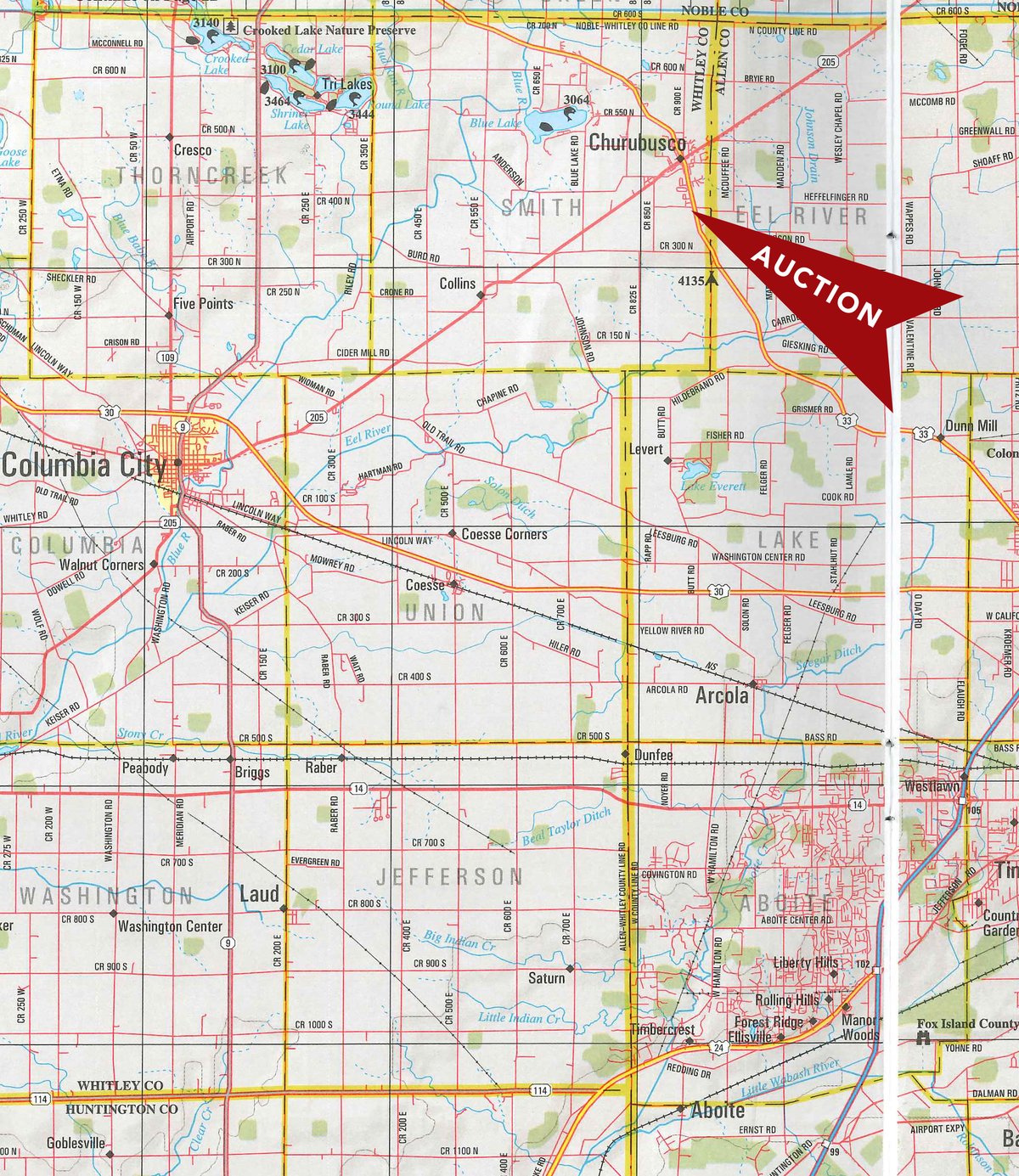 Area map - QUALITY TOOLS & EQUIPMENT AUCTION IN WHITLEY COUNTY, INDIANA